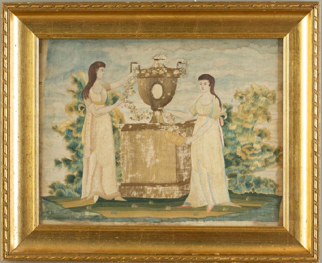 American or English Embroidery Mourning Picture (1 of 10)