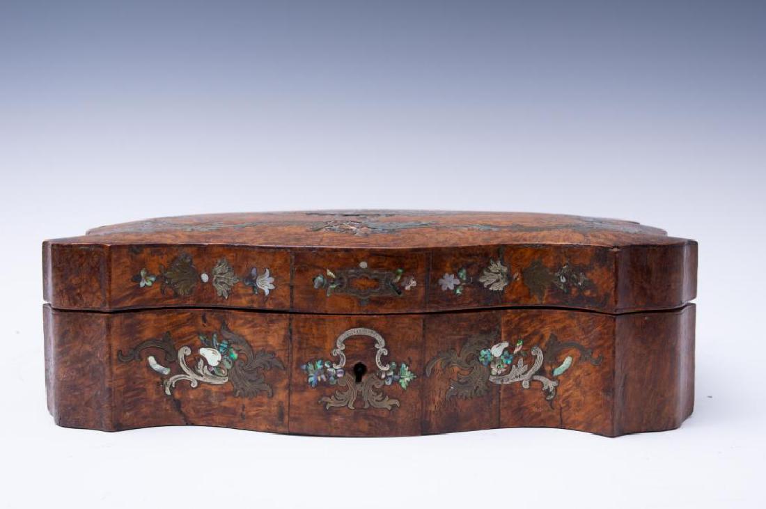 Victorian Brass and Mother of Pearl Inlaid Dresser Box (1 of 7)