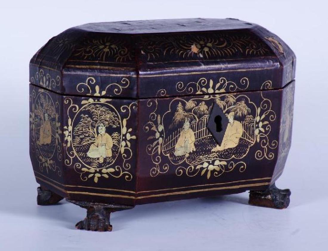 Antique Paper Mache Chinoiserie Tea Caddy (1 of 6)