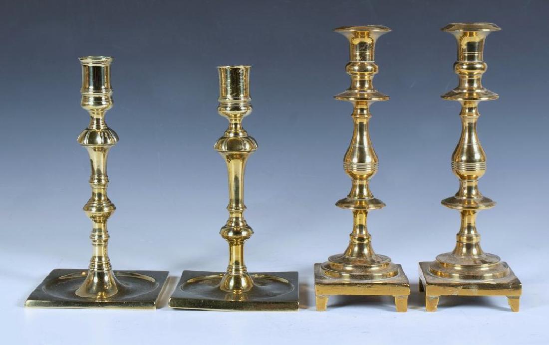 Two Pairs of Brass Knopped Candlesticks (1 of 6)