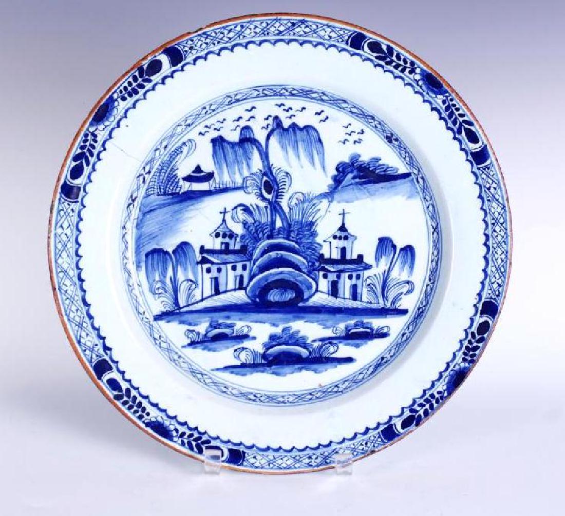Delft Blue and White Charger Plate With Church (1 of 10)