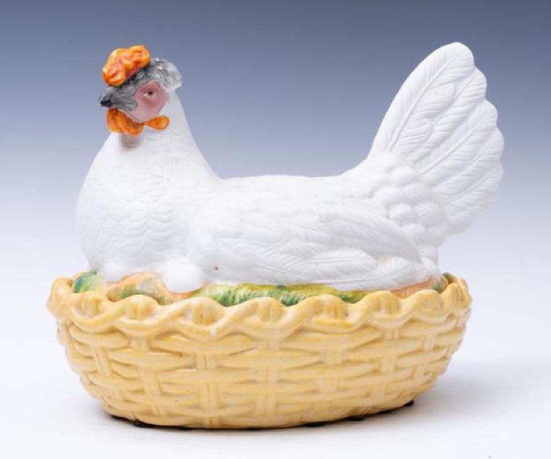 Staffordshire Bisque Hen on Nest Dish, 19thc. (1 of 7)
