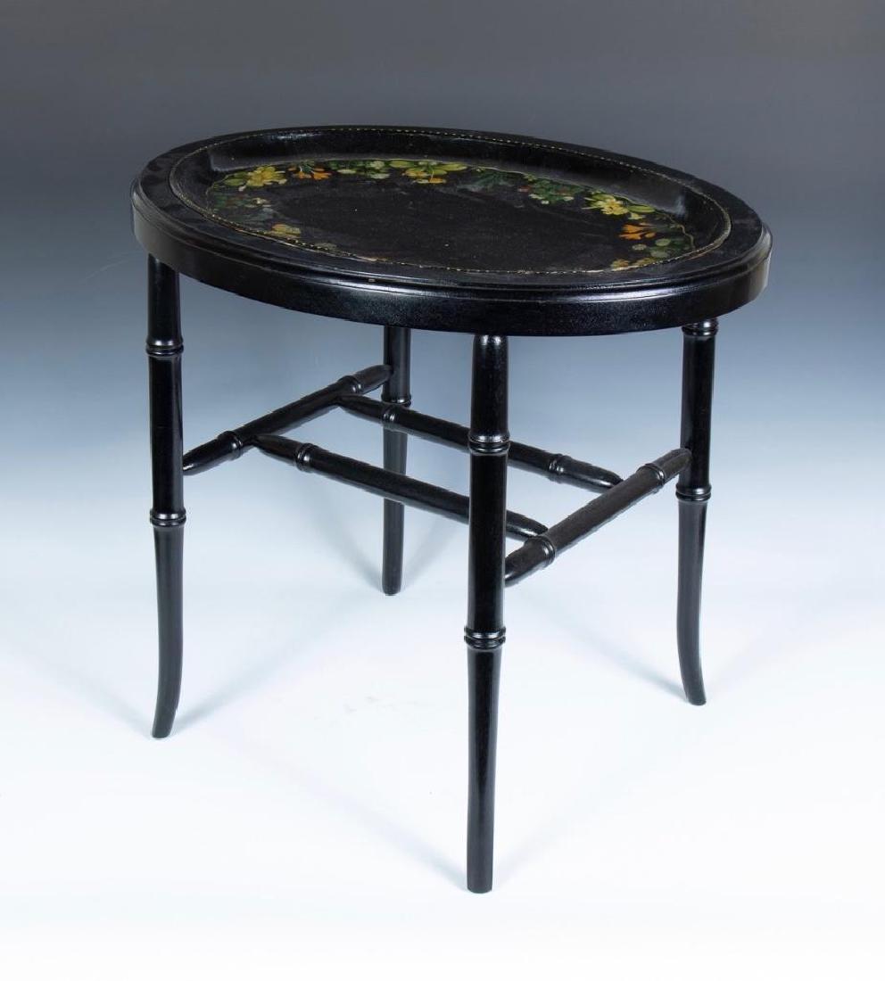 English Papier Mache Tray on Stand, 19thc. (1 of 6)