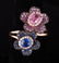Sapphire and Diamond Double Flower Ring