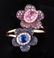 Sapphire and Diamond Double Flower Ring - 2