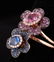 Sapphire and Diamond Double Flower Ring - 3