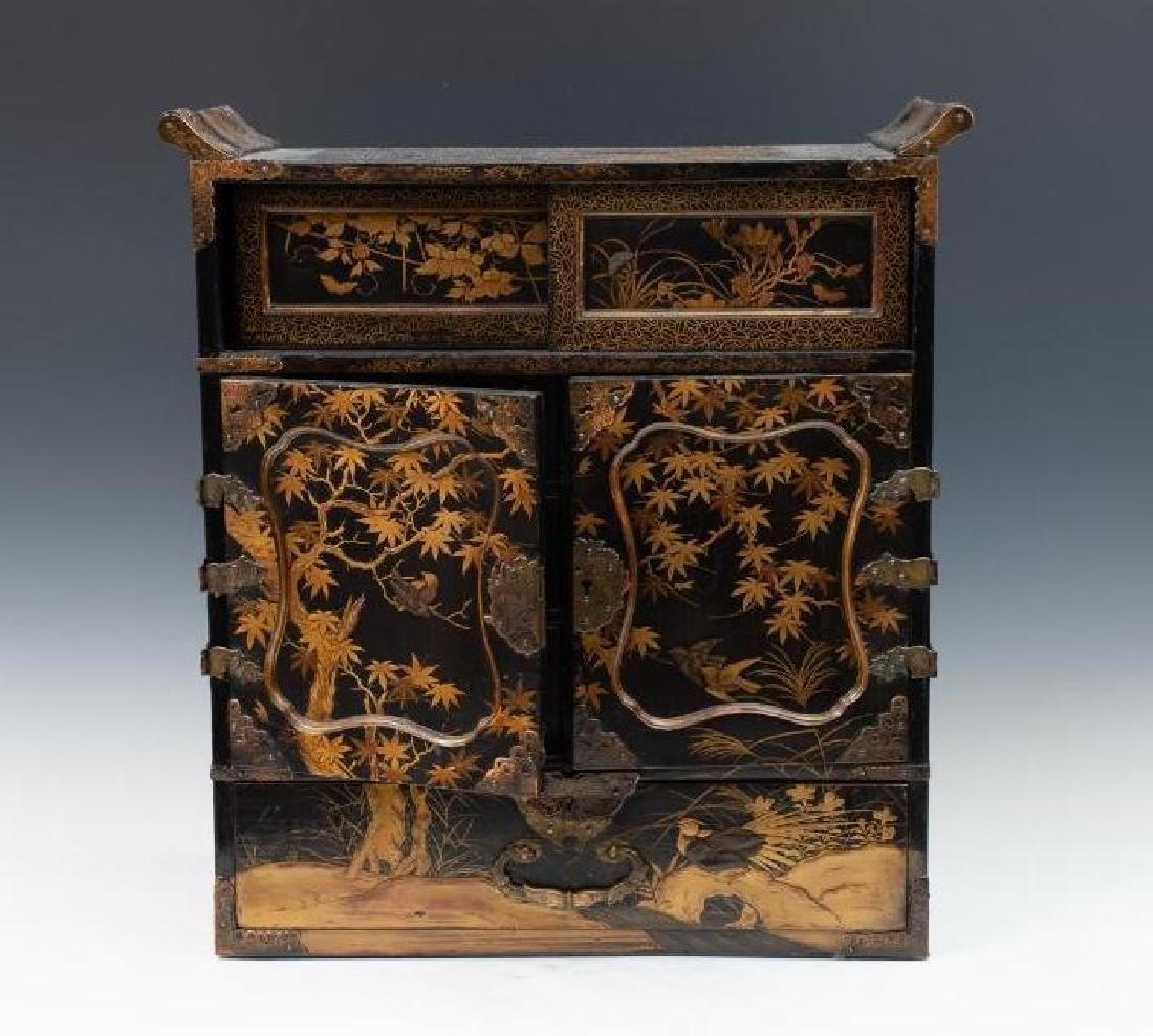 Chinese Export Miniature Black Lacquer Cabinet (1 of 15)