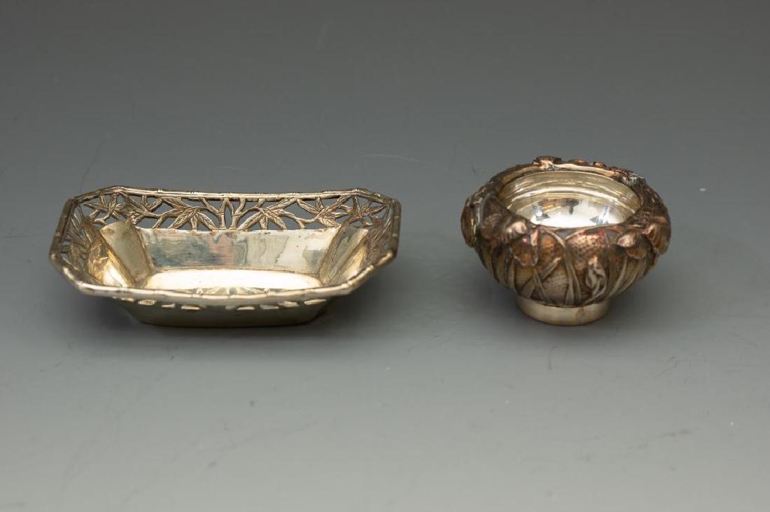 Japanese Silver Salt and Chinese Silver Dish (1 of 4)