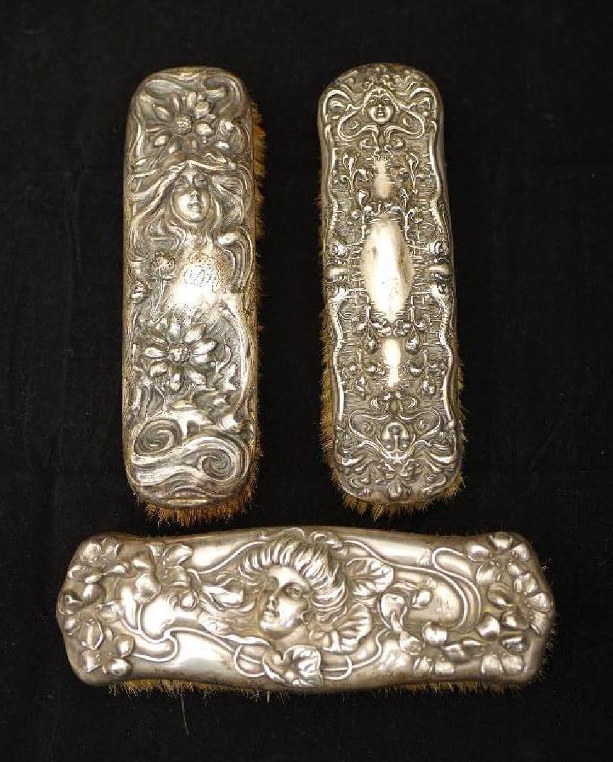 Three Art Nouveau Sterling Silver Brushes (1 of 10)