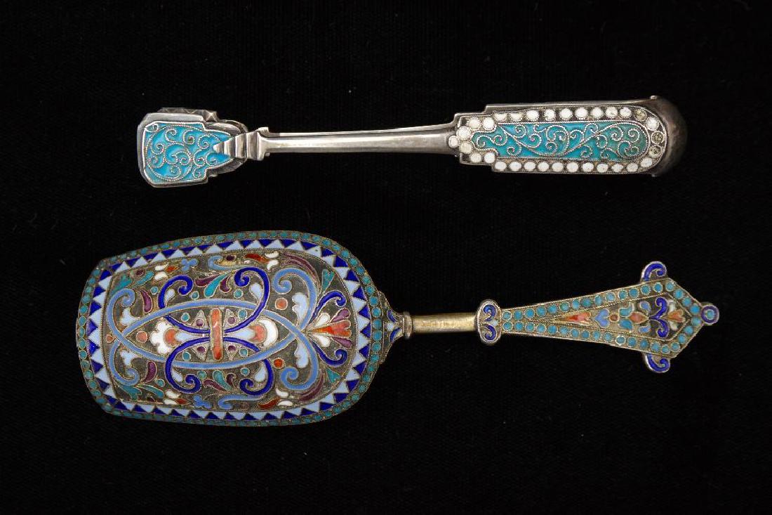 Russian Silver and Champleve Enamel Caddy Spoon and (1 of 8)