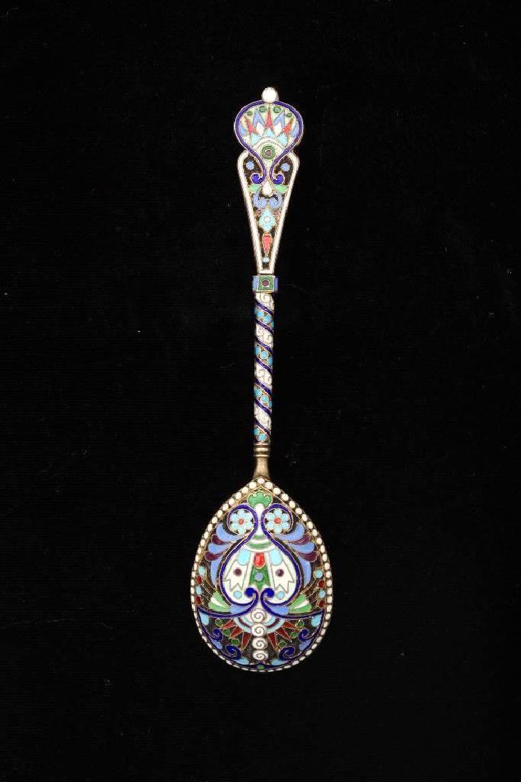 Russian Enameled Spoon by Ivan Petrovich Khlebnikov, (1 of 7)