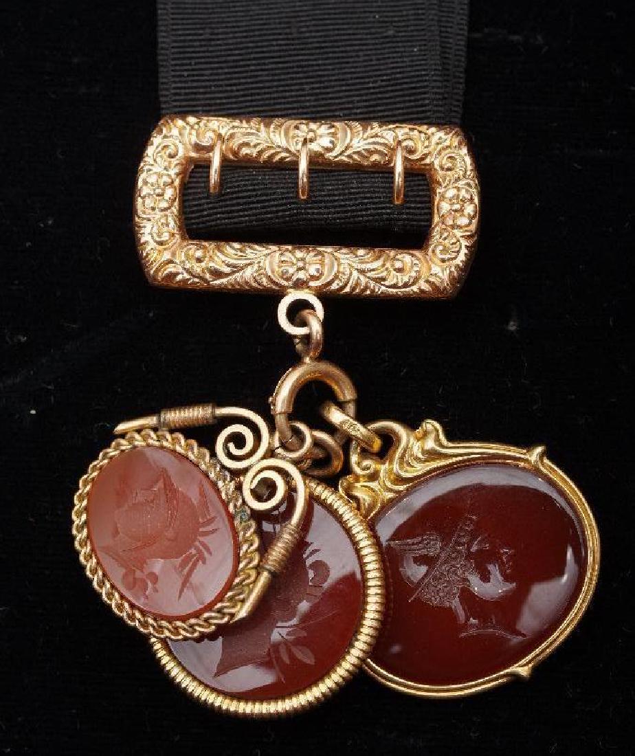 Three Carnelian Intaglios on Buckle Brooch (1 of 9)