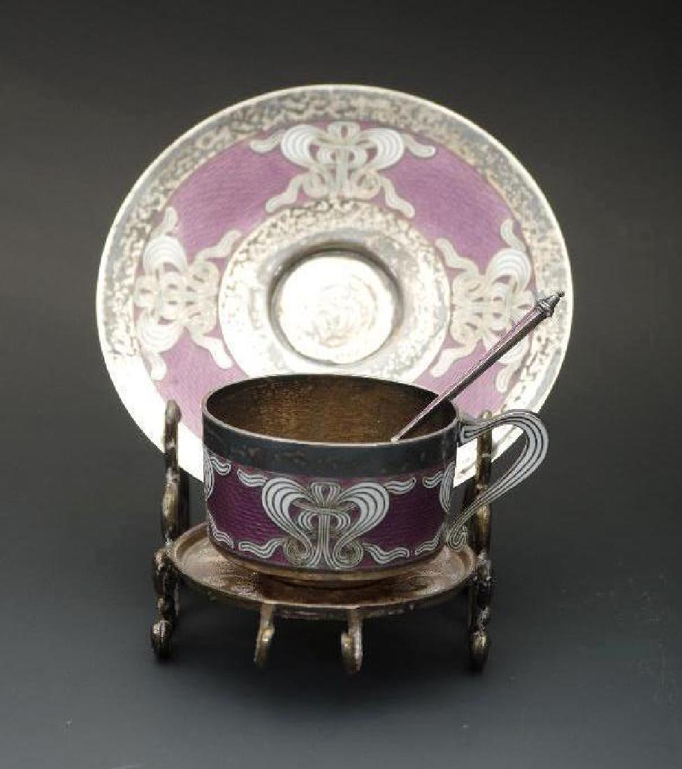 A Marius Hammer Silver and Guilloche Enamel Cup and (1 of 12)