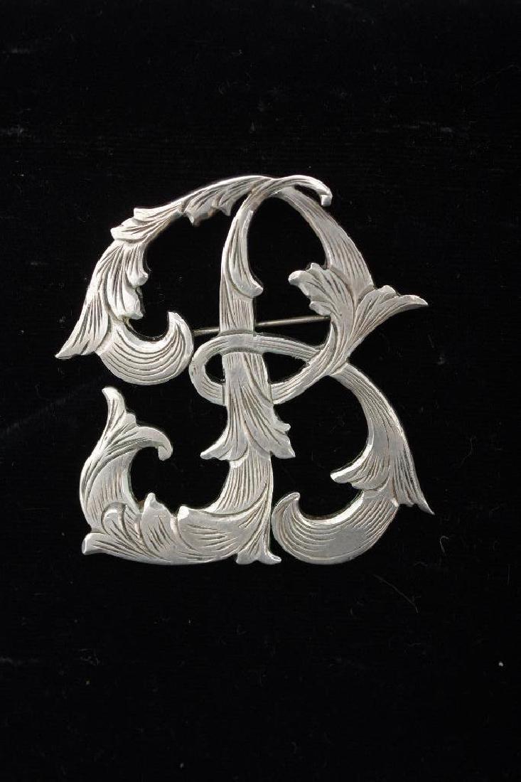 Mexican Sterling Monogram Brooch, Plamex, Hand made (1 of 5)