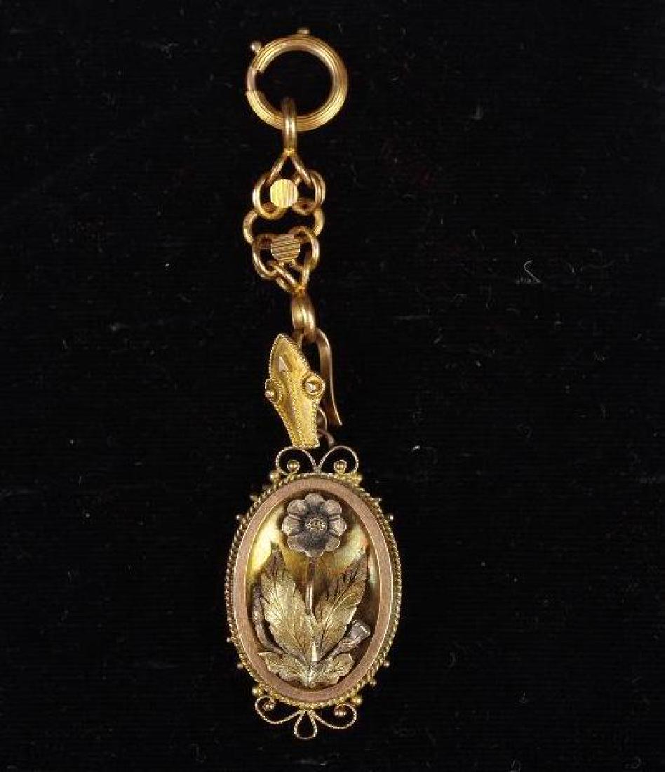 Victorian Yellow Gold Fob Locket on Chain (1 of 6)