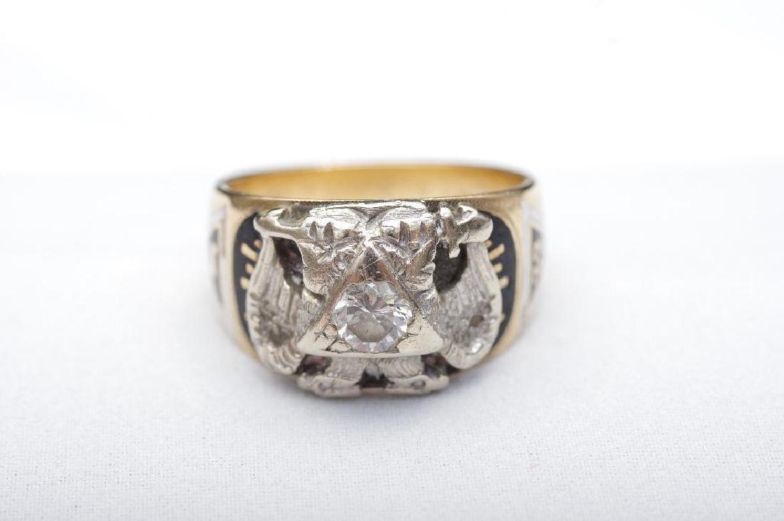 Gentleman's 10K Yellow and White  Gold and Diamond Ring (1 of 6)
