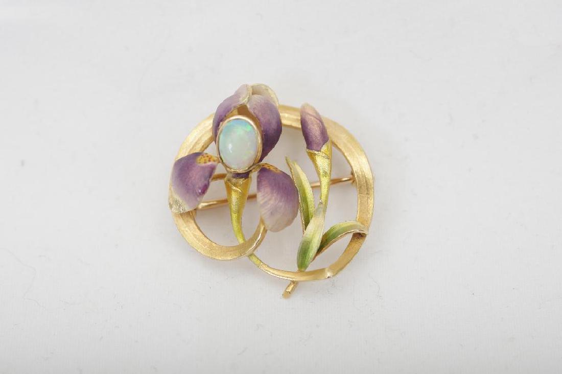 Frank Krementz 14K Opal Art Nouveau Iris Brooch (1 of 9)