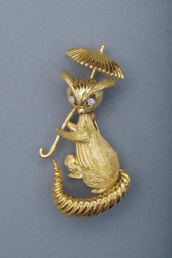 18K Cat En Tremblant Brooch (1 of 4)