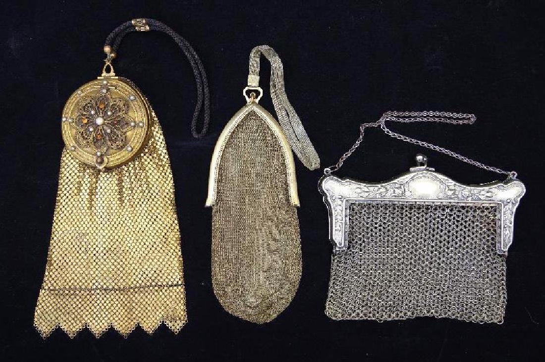 Three Vintage Mesh and Chain Evening Bags in Gold and (1 of 13)
