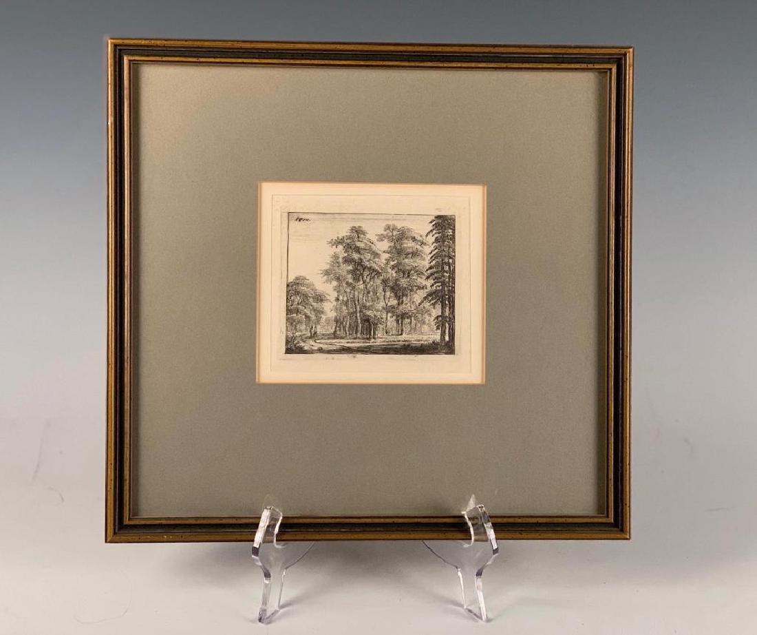 Anthonie Waterloo Etching: Anthonie Waterloo (Flemish 1609-1690) Two Peasants on a Woodland Road, etching on paper, SIGNED AW ex in the plate, D.1 ii/iii, 3.5 x 4 in. matted and framed. Condition: Good, not examined