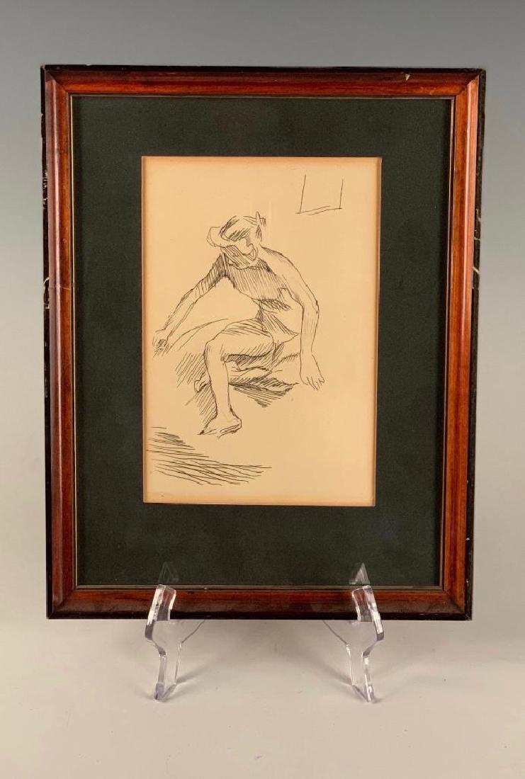 Jacques Villon Etching: Jacques Villon (French 1875-1963) Lespugue, etching on paper, matted and framed. 7.5 x 5 in. Condition: Not examined out of frame. Mat burned. 