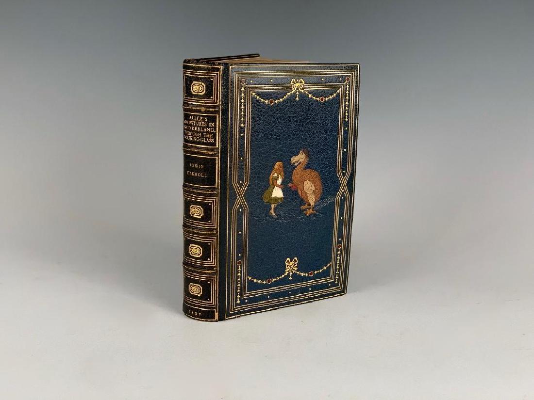 Alice's Adventures in Wonderland and Through the: with 92 illustrations by John Tenniel. London: MacMillan & Co., Limited. 1927. Finely bound in decorative green morocco by Riviere & Son with extra gilt, dentelle, all edge gilt and 