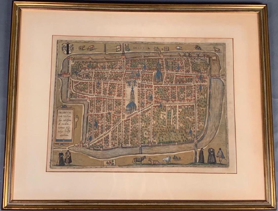Delphium urbs Hollandiae cultissima, ab eiusdem nominis: Cologne: Braun & Hogenberg's view of Delft from Civitates Orbis Terrarum, published in six parts between 1572 and 1617 by Georg Braun (1541-1622) and Frans Hogenberg (1535-1590). Co