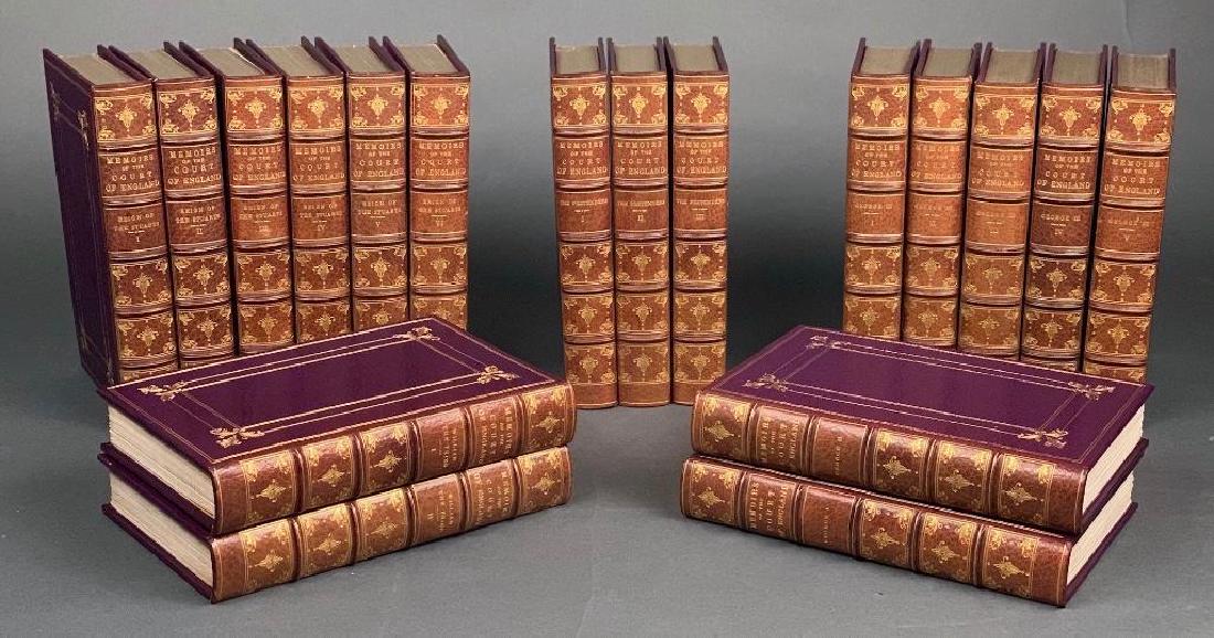 Guelph Manuscript Edition-The Courts of England Kings,: London: The Grolier Association, ND, by John Heneage Jesse, A.M., R.L.S. Limited edition of 200 copies, this being numbered 16. 8vo. 18 books; George I, George II, George III 5 vols, The Pretenders an
