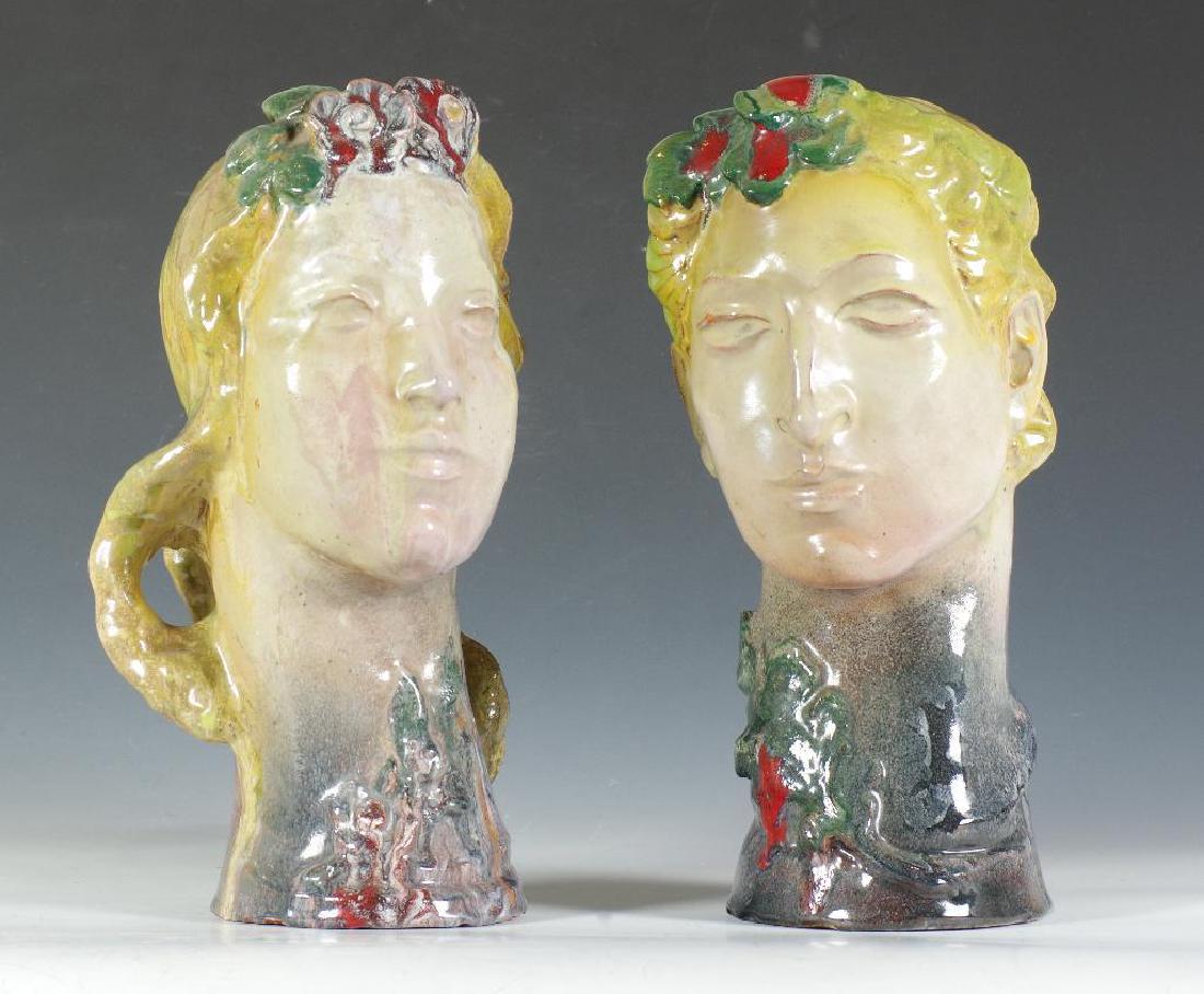 Pair of Glazed Ceramic Heads by Walter Sinz (1 of 5)