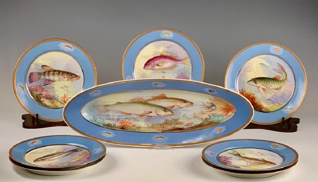 Limoges Hand Painted Fish Service (1 of 8)