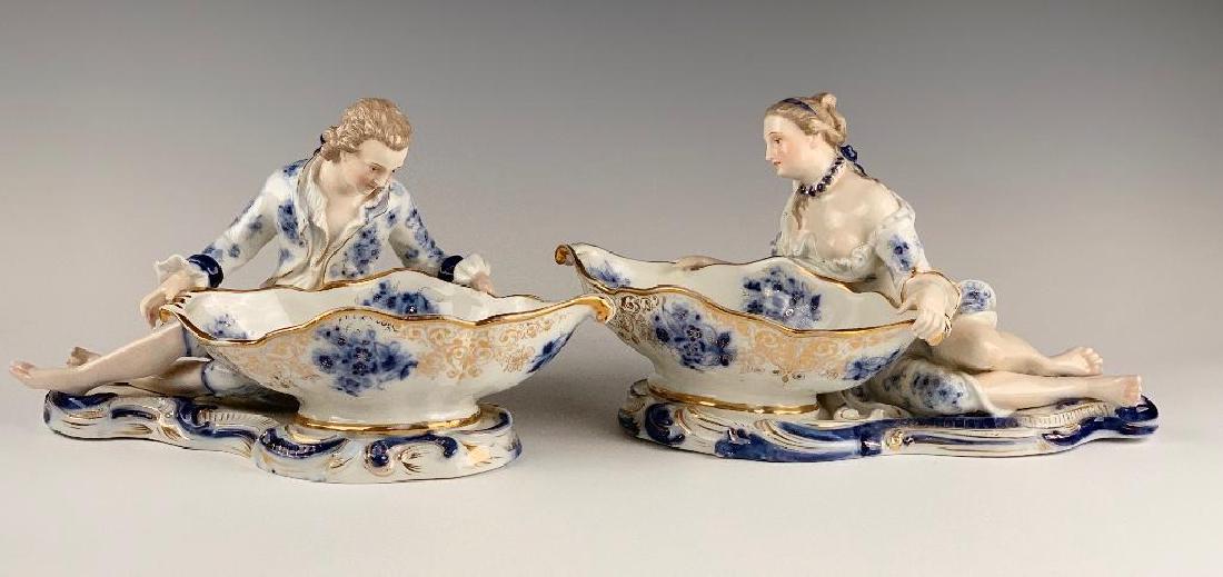 Pair of Sitzendorf Porcelain Figural Sweetmeat Dishes (1 of 9)