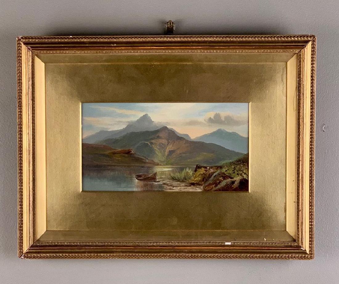 John William Salter Oil: John William Salter (British 1825-1891) Landscape, Snowdonia in the Distance, North Wales, 1872. Oil on artist's board, inscribed verso, in original gilt wood frame with rolled 