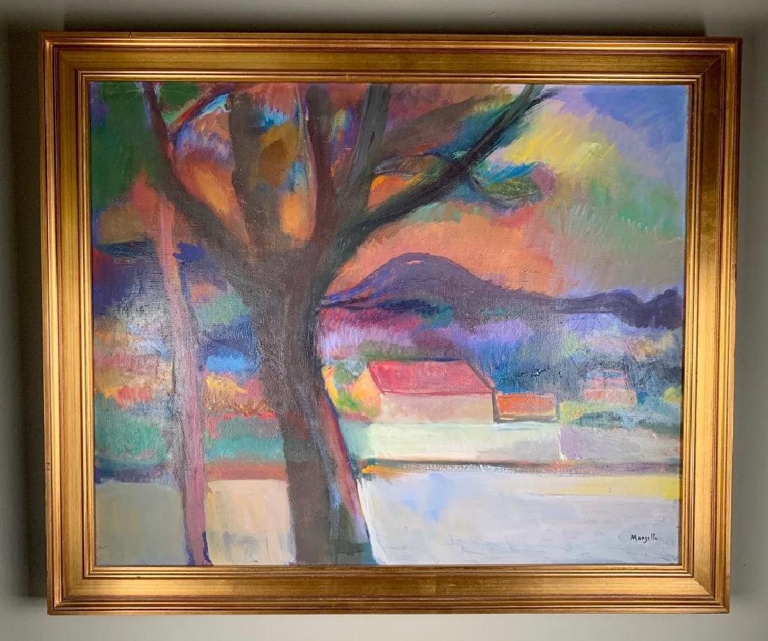 Jean Marzelle Oil: Jean Marzelle (French 1916-2005) Mur Blanc a St.Remy, oil on canvas, signed lower right, framed, 23.5 x 28 in. As framed 27.5 x 32.5 in. Condition: Good with no apparent damage or repair