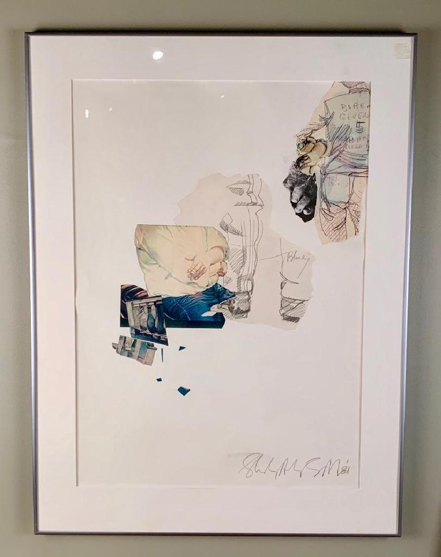 Shirley Aley Campbell, Three Works: Shirley Aley Campbell (American, Cleveland School, 1925-2018) The Day I Met the Lord He Was Wearing Loafers (2) and Madame Crocodile, 1980-81, mixed media collage, signed and dated, framed, 21 x 29.5