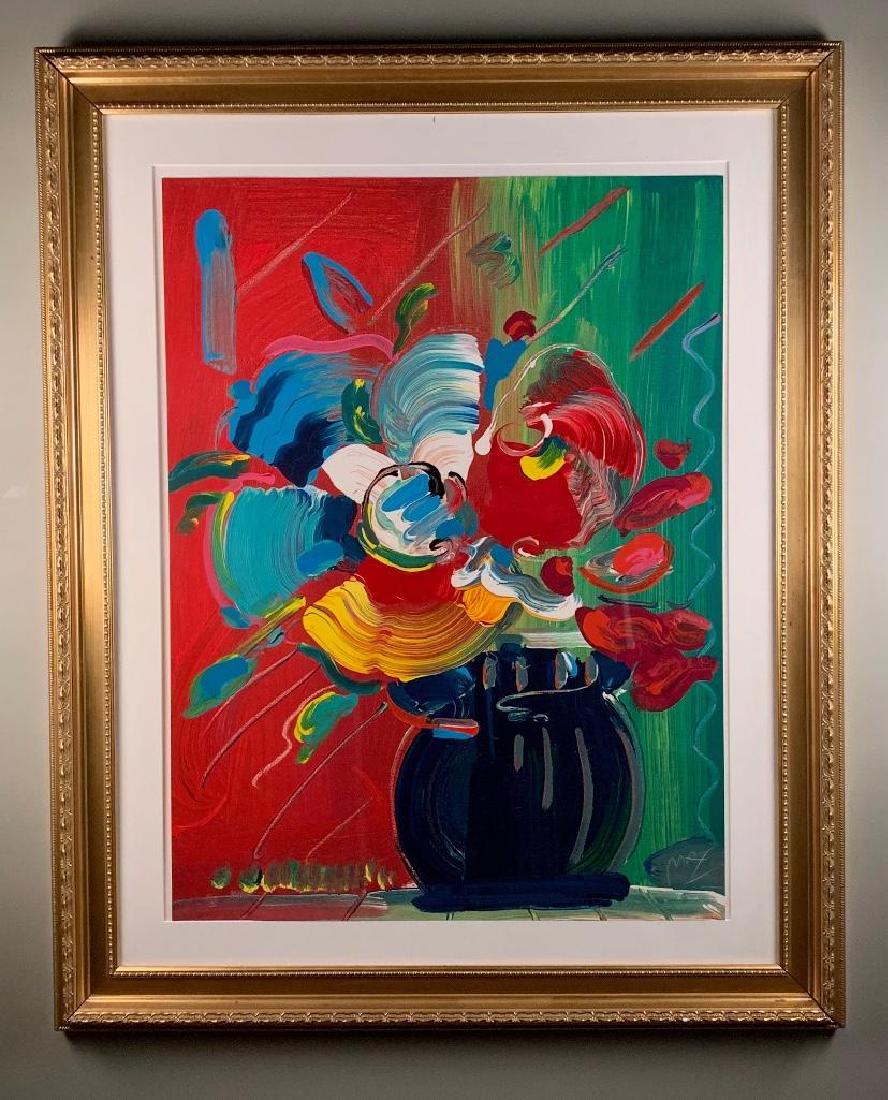 Peter Max Serigraph: Peter Max (American , b. 1937) Roseville Bouquet,1991, serigraph, signed and numbered 288/300 , matted and framed , 41 x 30 in. As framed 53 x 42 in. Condition: Good