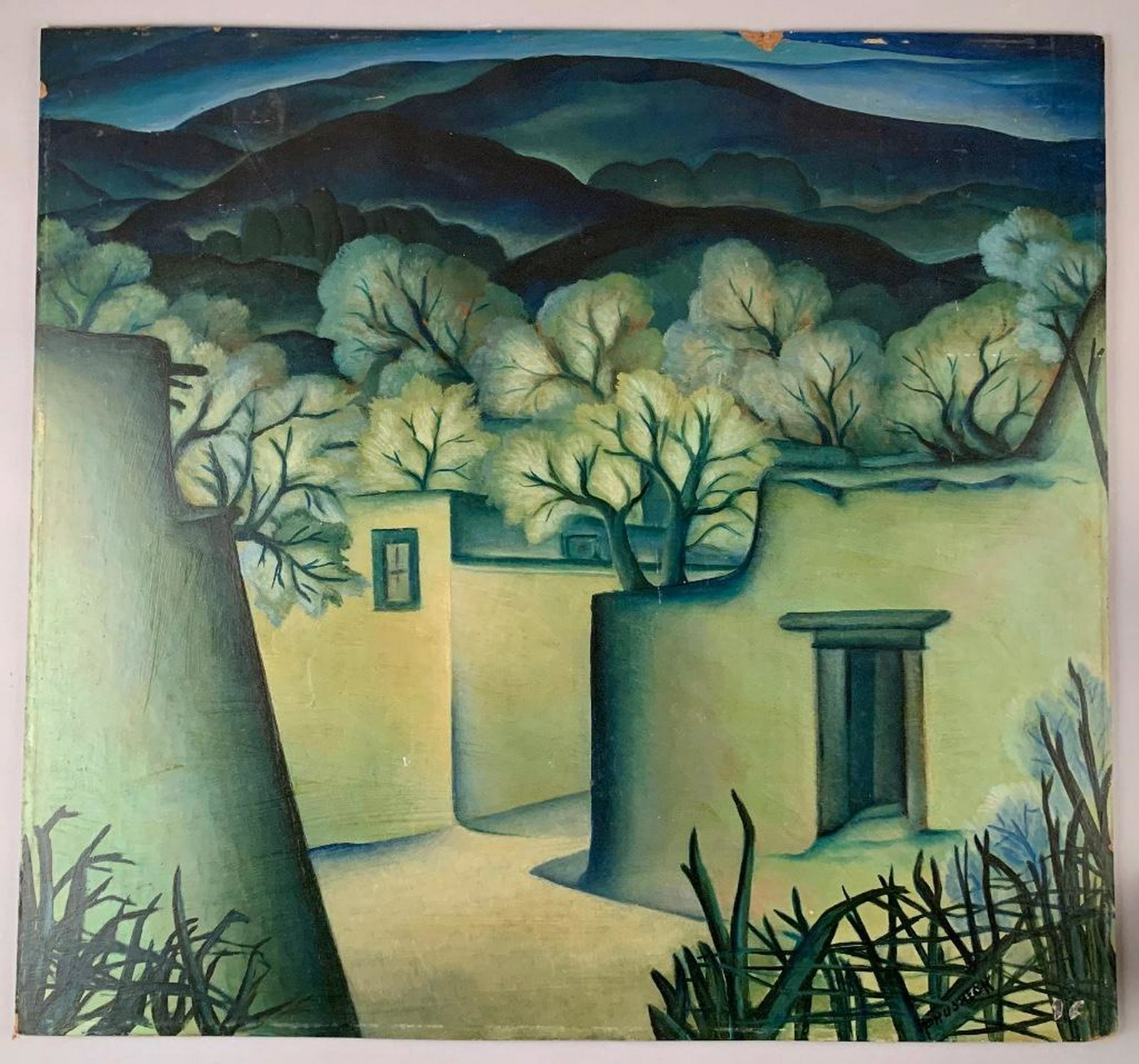 Harvey Gregory Prusheck (American, Cleveland School,: Harvey Gregory Prusheck (American, Cleveland School, 1887-1940) In New Mexico, oil on masonite, signed lower right, 26 x 28 in. Exhibited: Cleveland Museum of Art, Fourteenth Annual Exhibition of Clev