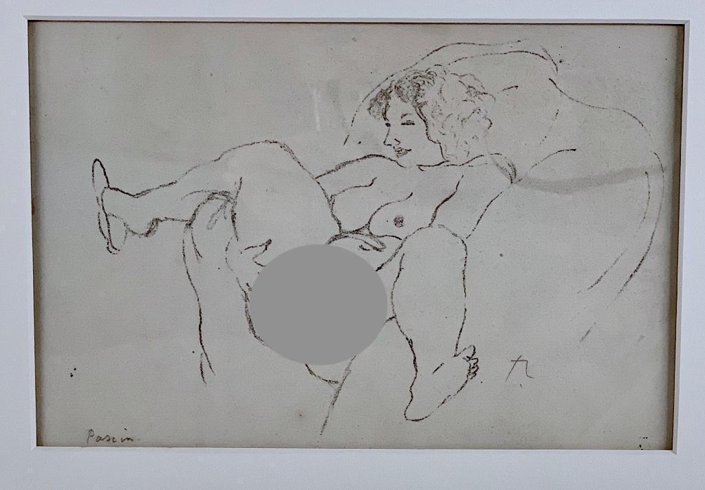 Jules Pascin (French 1885-1930) Erotic Study,: Jules Pascin (French 1885-1930) Erotic Study, lithograph on laid paper, signed in pencil lower left. Matted 7.25 x 10.75 in. plate size Provenance: the estate of Adolf and Virginia Dehn.