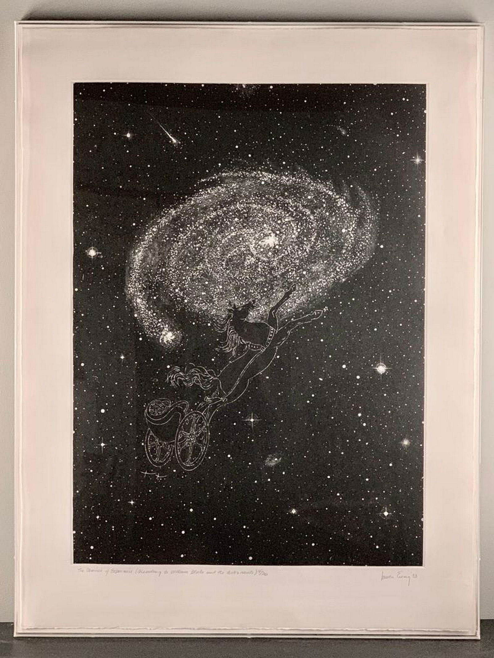 Lauren Ewing (American b.1946): Lauren Ewing (American b.1946) The Chariot of Experience(According to William Blake and The Astronauts) 1983, lithograph, signed and dated in pencil, lower left, titled, numbered 4/20, framed. 39 x 29