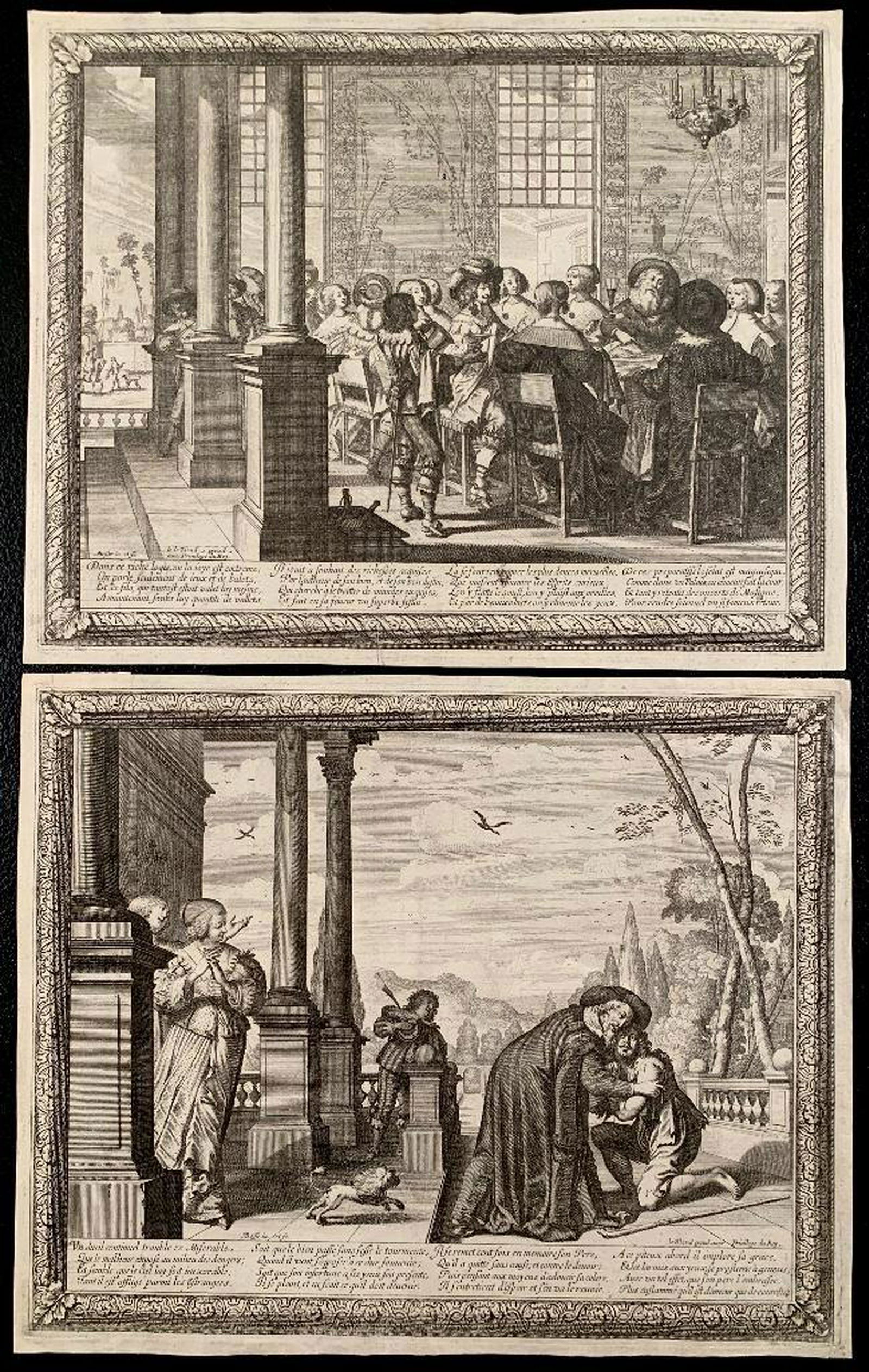 Two 17th Century Engravings; The Return of the Prodigal: Two 17th Century Engravings; The Return of the Prodigal Son and the Banquest of the Prodigal Son's Return. Copper plate engravings by Abraham Bosse (French, 1604€“1676) Published by Jean Le Blond