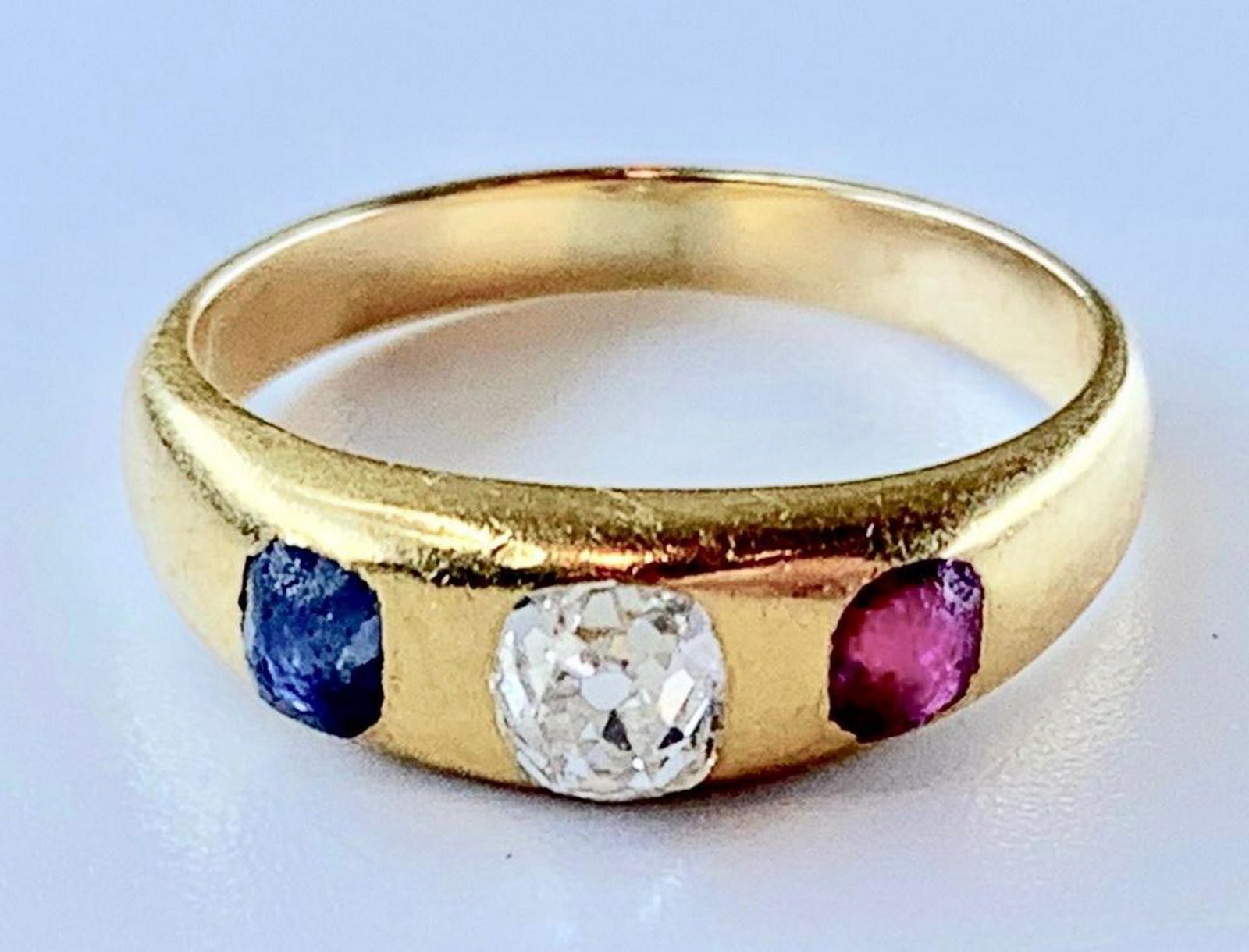 14K Yellow Gold, Diamond, Ruby and Sapphire Ring (1 of 2)
