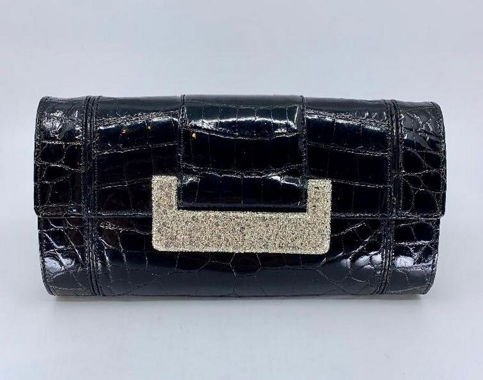 Judith Leiber Black Crocodile Clutch (1 of 12)