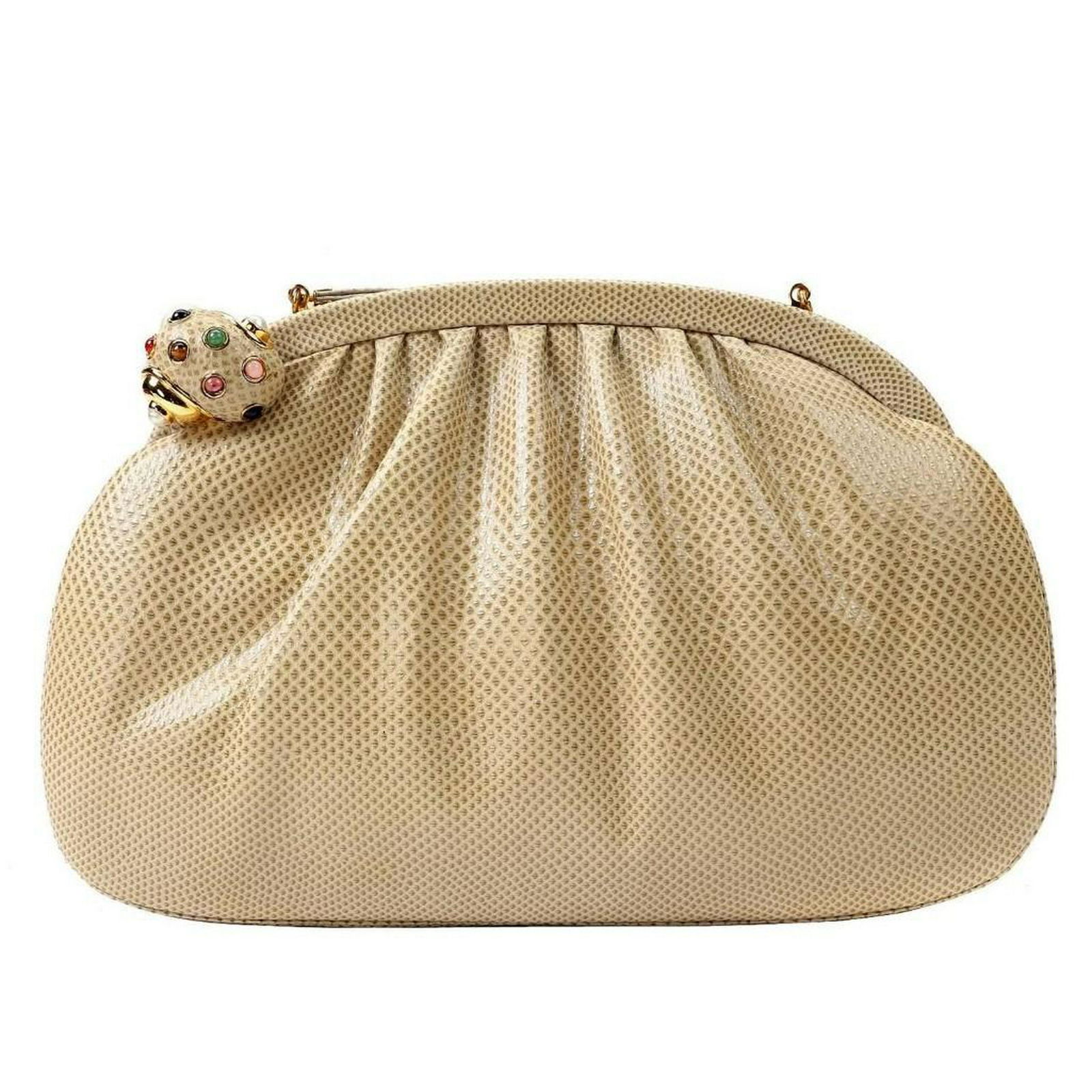 Judith Leiber Beige Lizard Evening Bag (1 of 12)