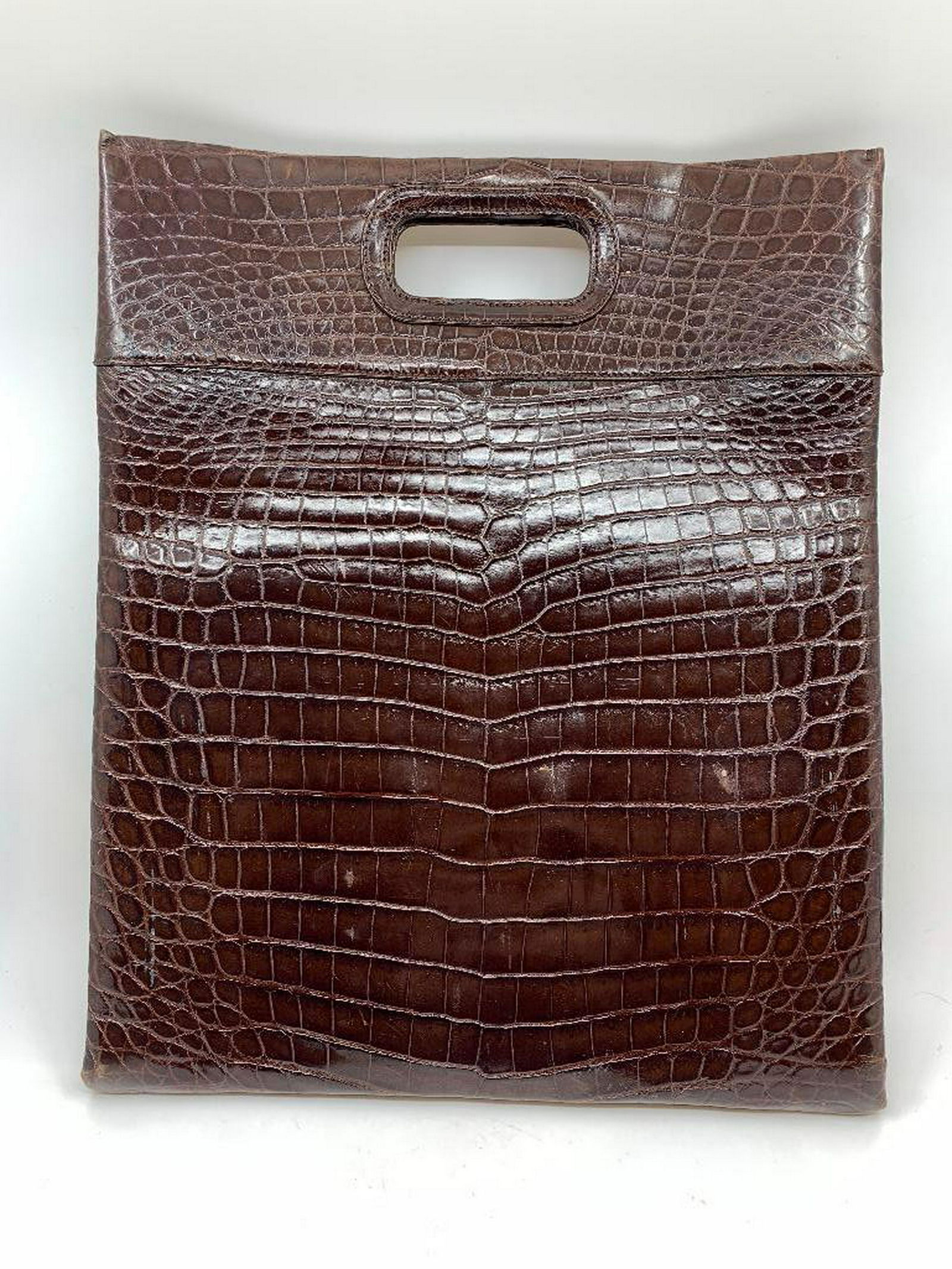 Lamberston Truex Large Brown Crocodile Envelope Tote (1 of 9)