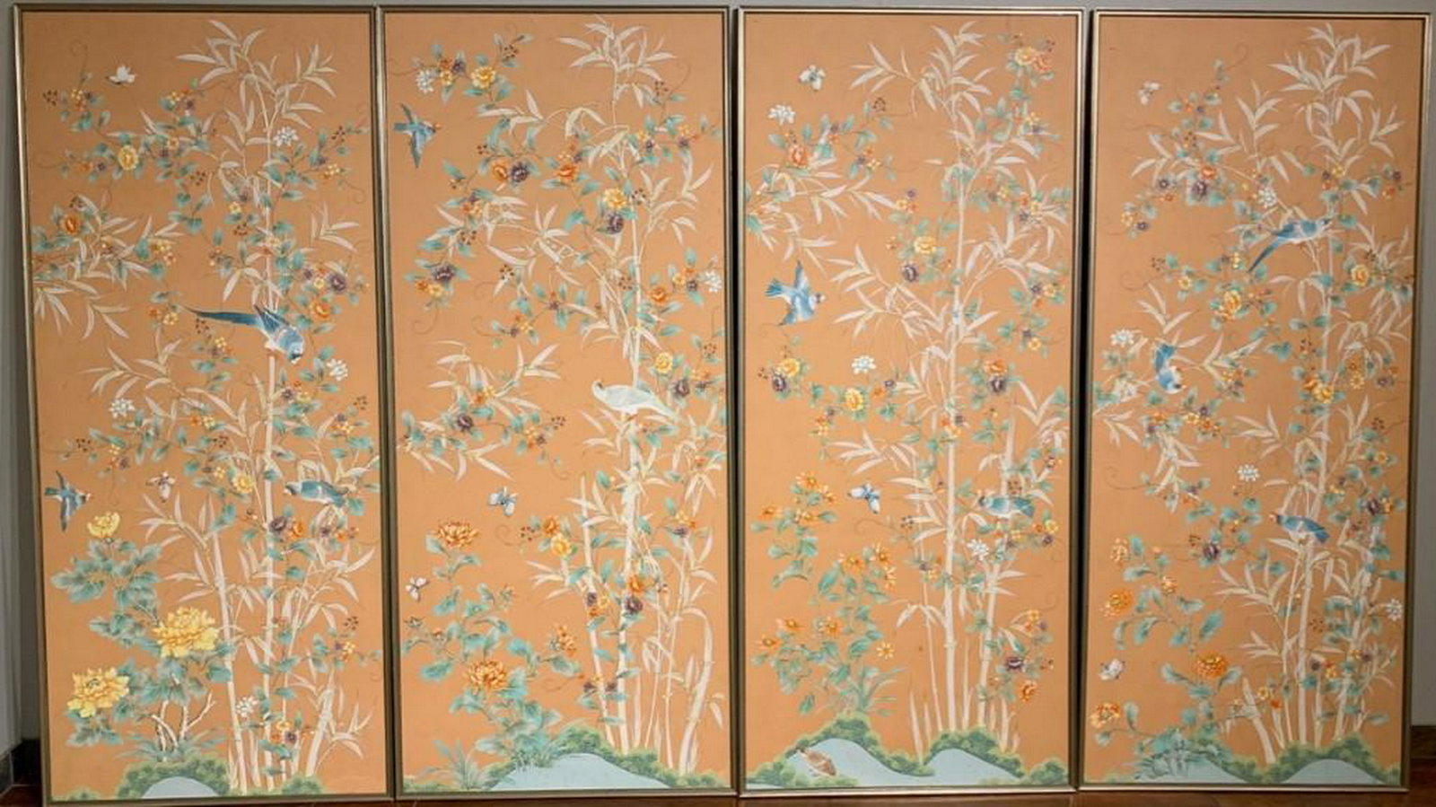 Four Gracie, NY Framed Hand Painted Wallpaper Panels (1 of 19)