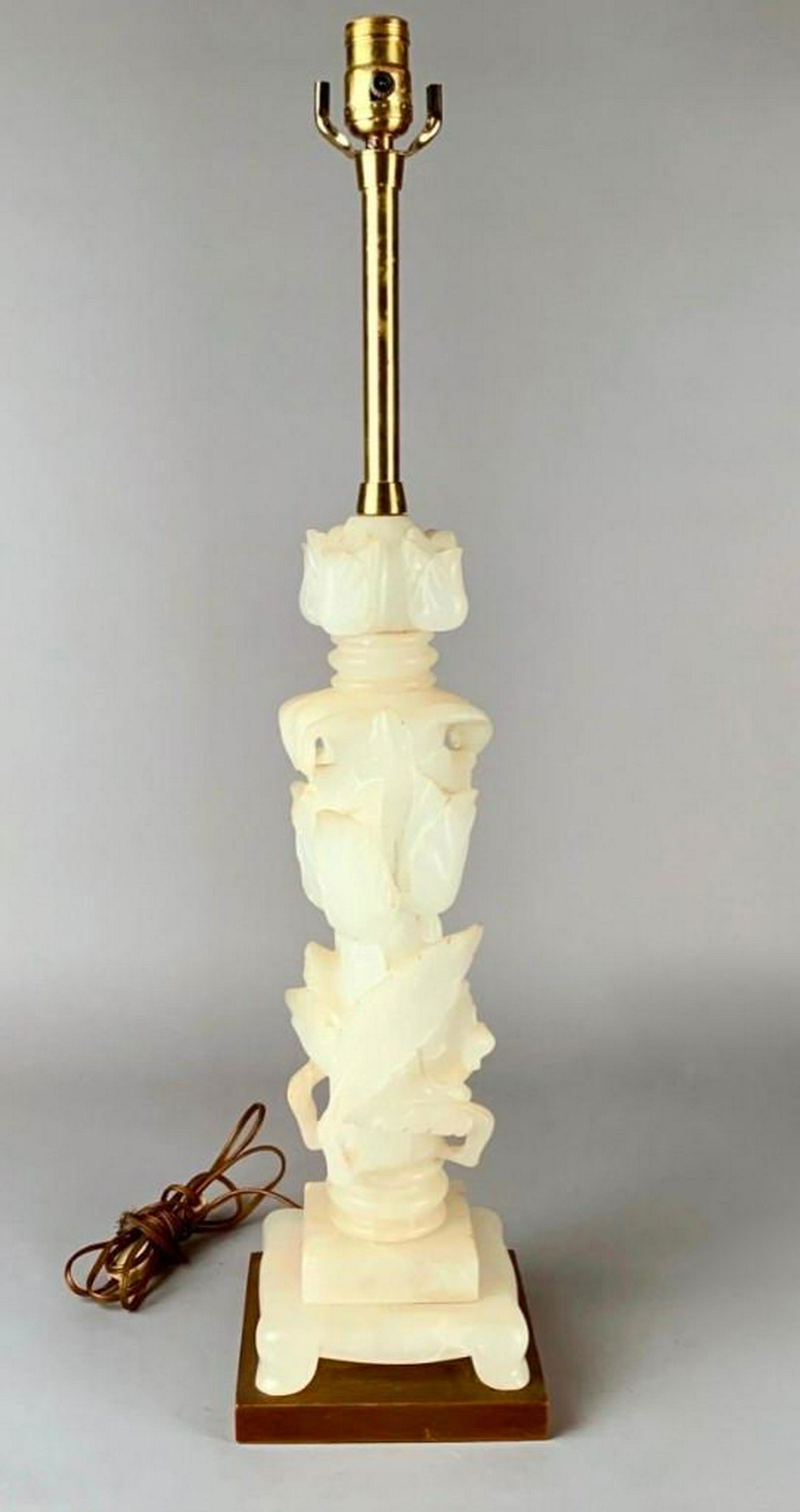 A Carved Alabaster Lamp Base (1 of 5)
