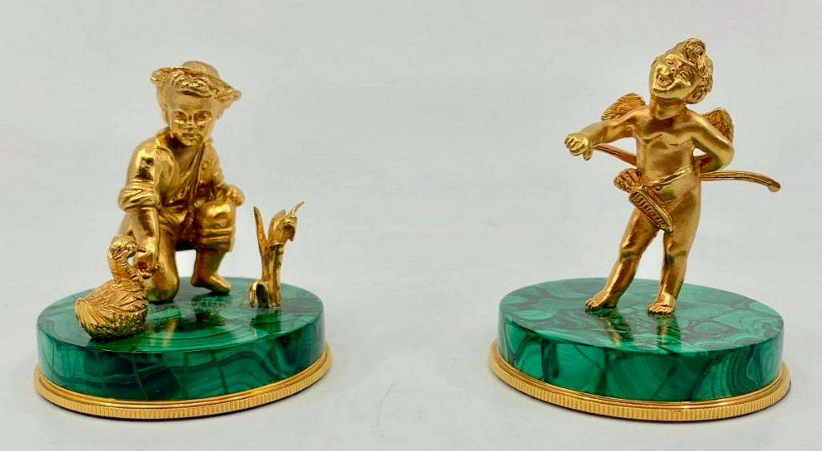 Two Malachite and Gilt bronze Figural Paperweights (1 of 11)