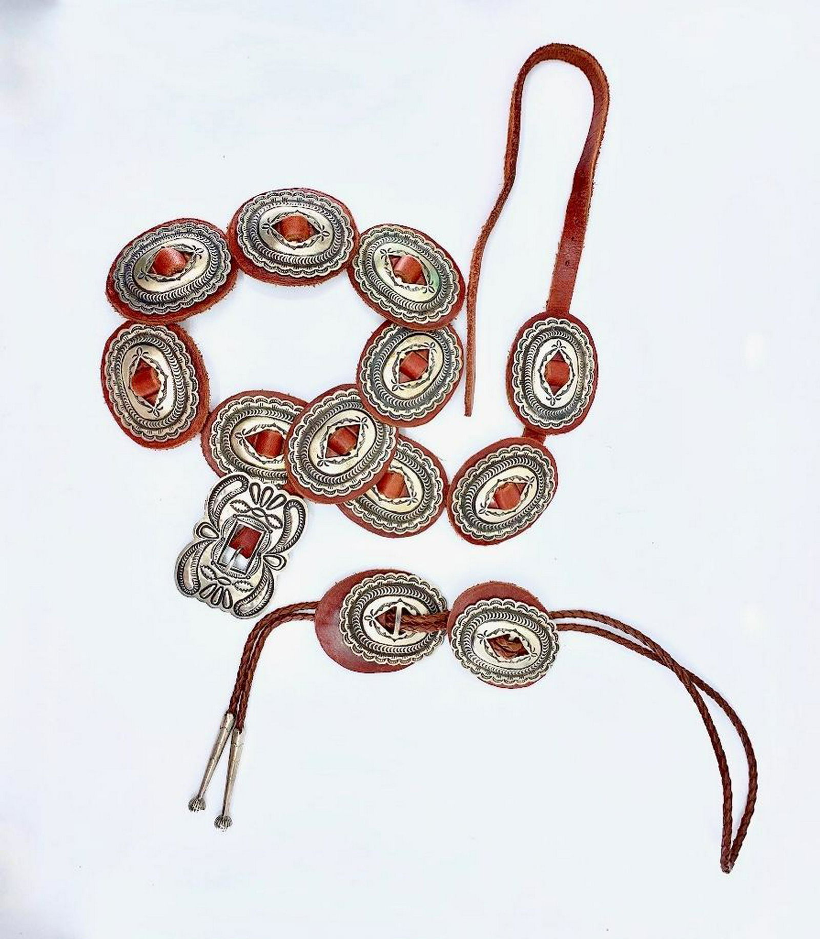 Calvin Martinez Sterling Concha Belt, Bolo Tie (1 of 6)