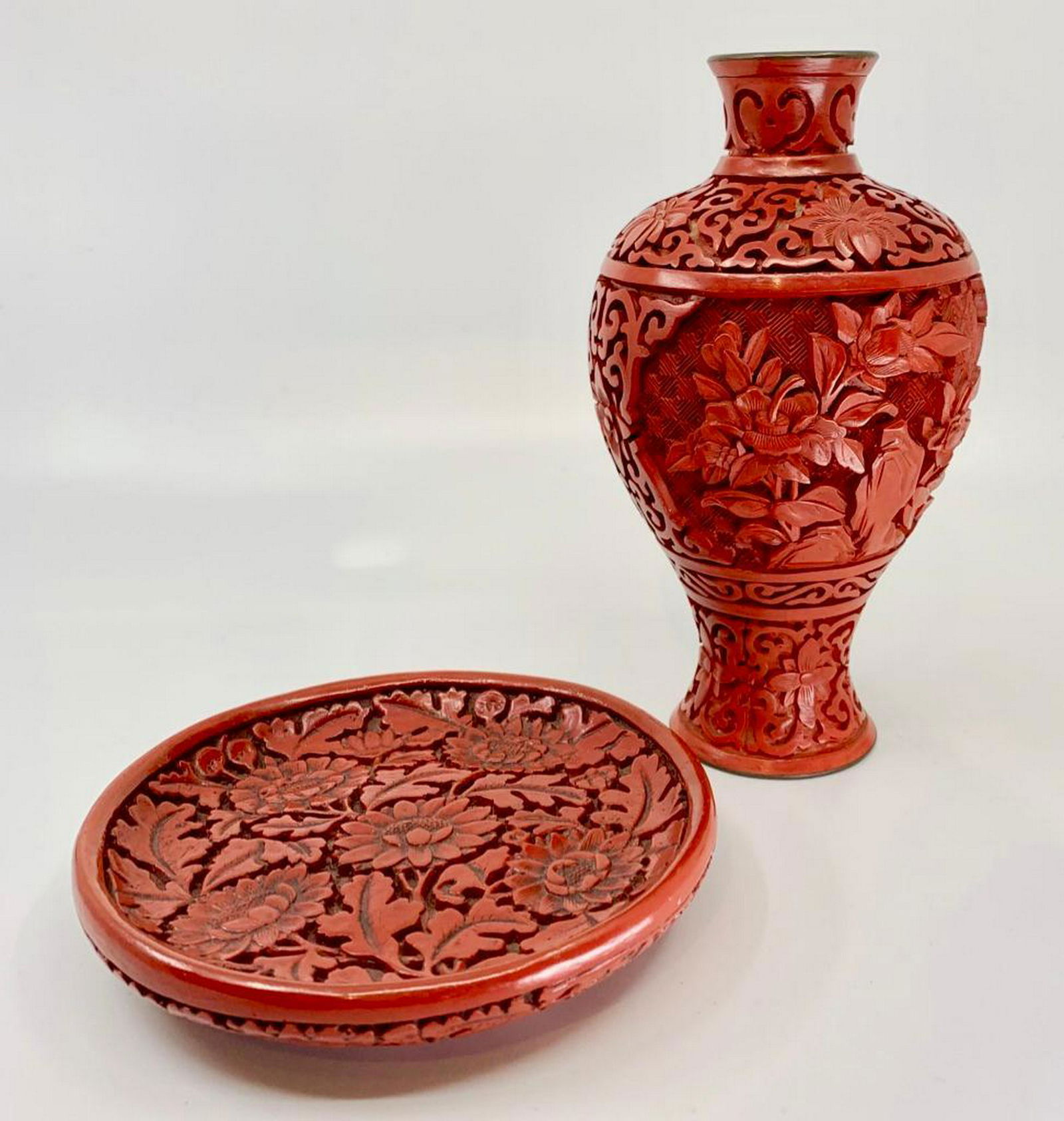 Two Pieces of Chinese Cinnabar Lacquer (1 of 10)