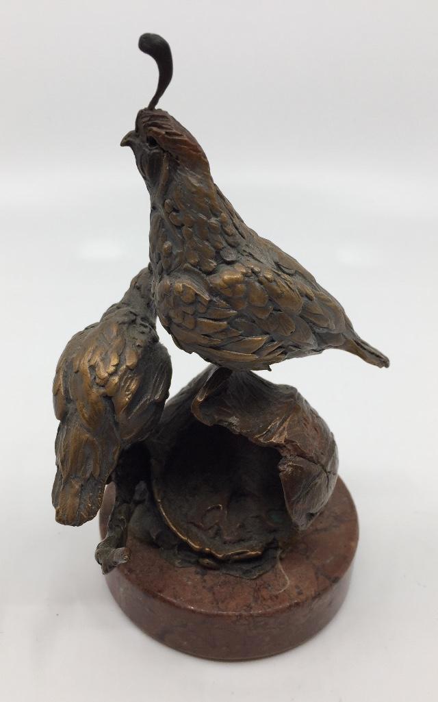 Ken Rowe(American, 20th/21st c.): Ken Rowe(American, 20th/21st C) Desert Treasures, maquette, bronze with brownish copper patination, signed and numbered 19/99, raised on rouge marble base. 5.25 in. h. Condition: very good