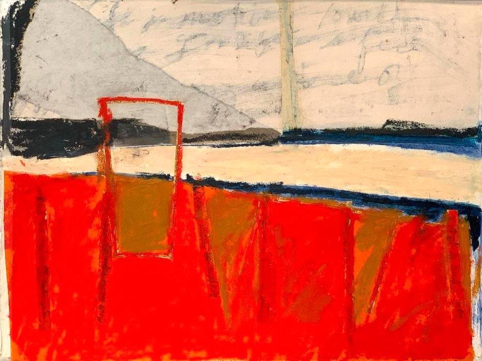 Leslie Miller (American, Ohio, 1949-2016): Leslie Miller (American, Ohio, 1949-2016) Red Alert,1982, mixed media and collage on paper, signed lower right, framed. 22 x 30 in. sheet size 22 x 28 in. as framed Condition: Very good with no dama